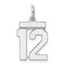 Sterling Silver Small Polished Number 12 Charm Pendant Jewerly 20mm x 8mm
